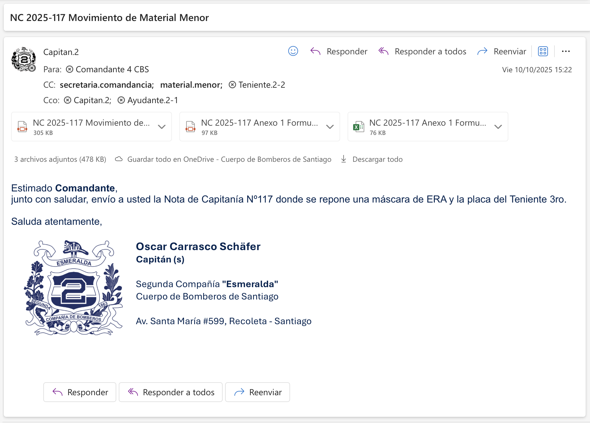 Ejemplo de correo enviado